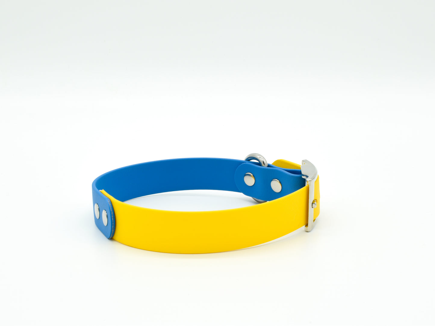 Blue Yellow Waterproof Biothane Dog Collar