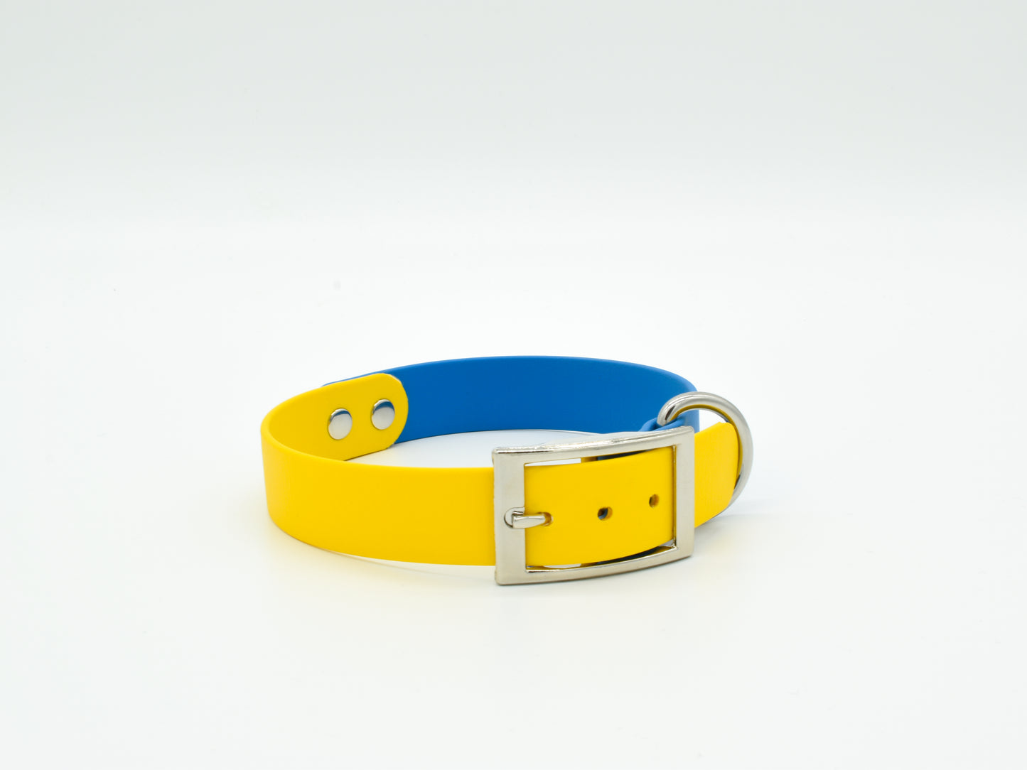 Blue Yellow Waterproof Biothane Dog Collar