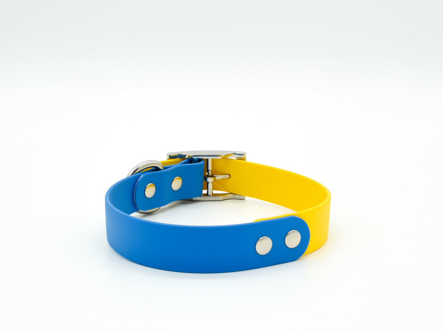 Blue Yellow Waterproof Biothane Dog Collar