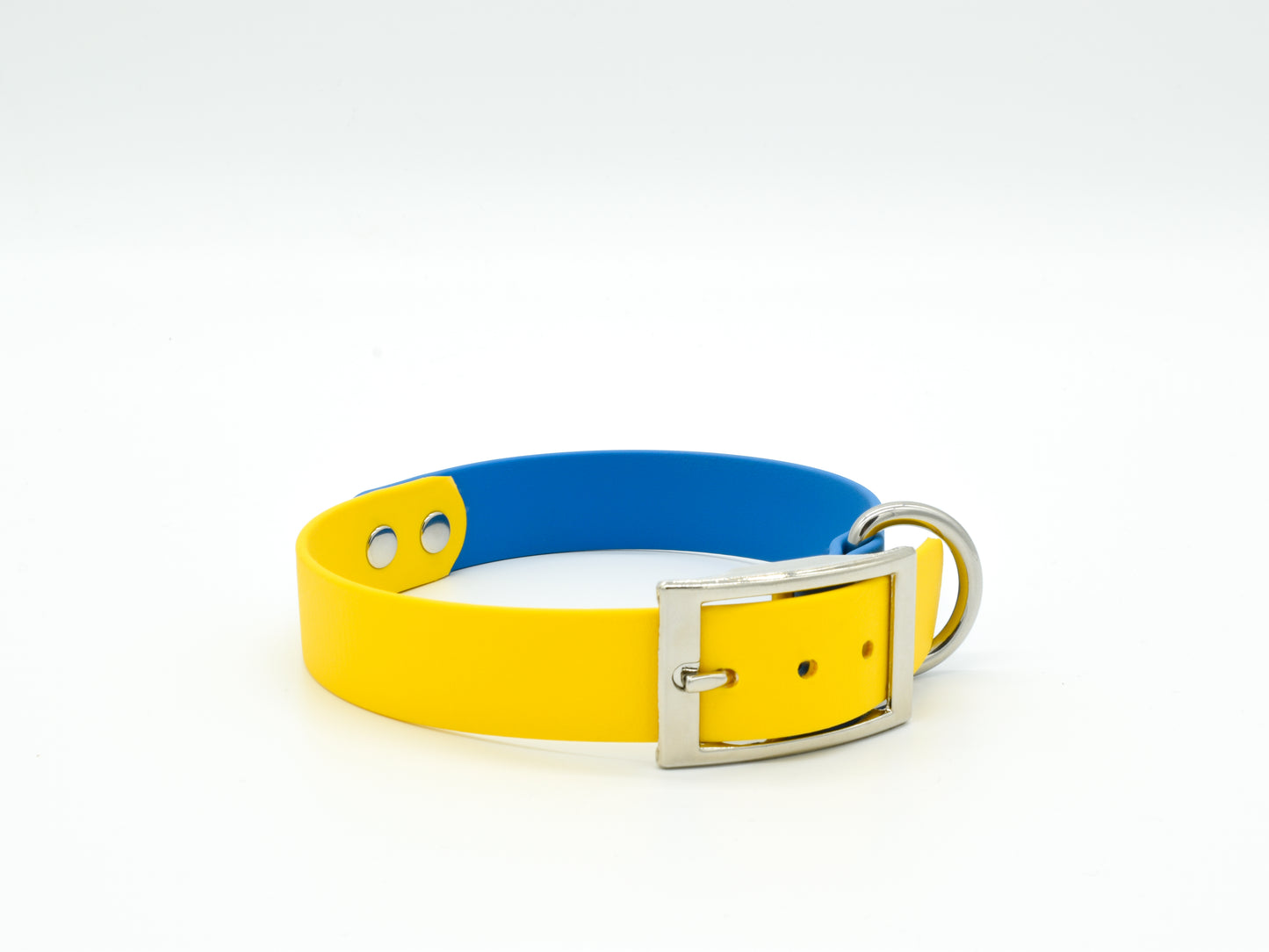Blue Yellow Waterproof Biothane Dog Collar