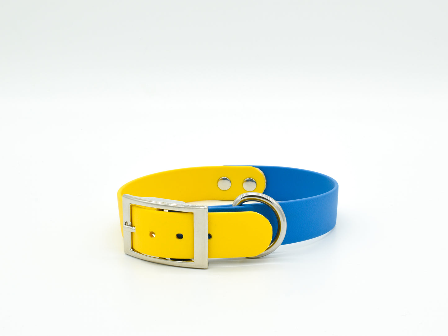Blue Yellow Waterproof Biothane Dog Collar