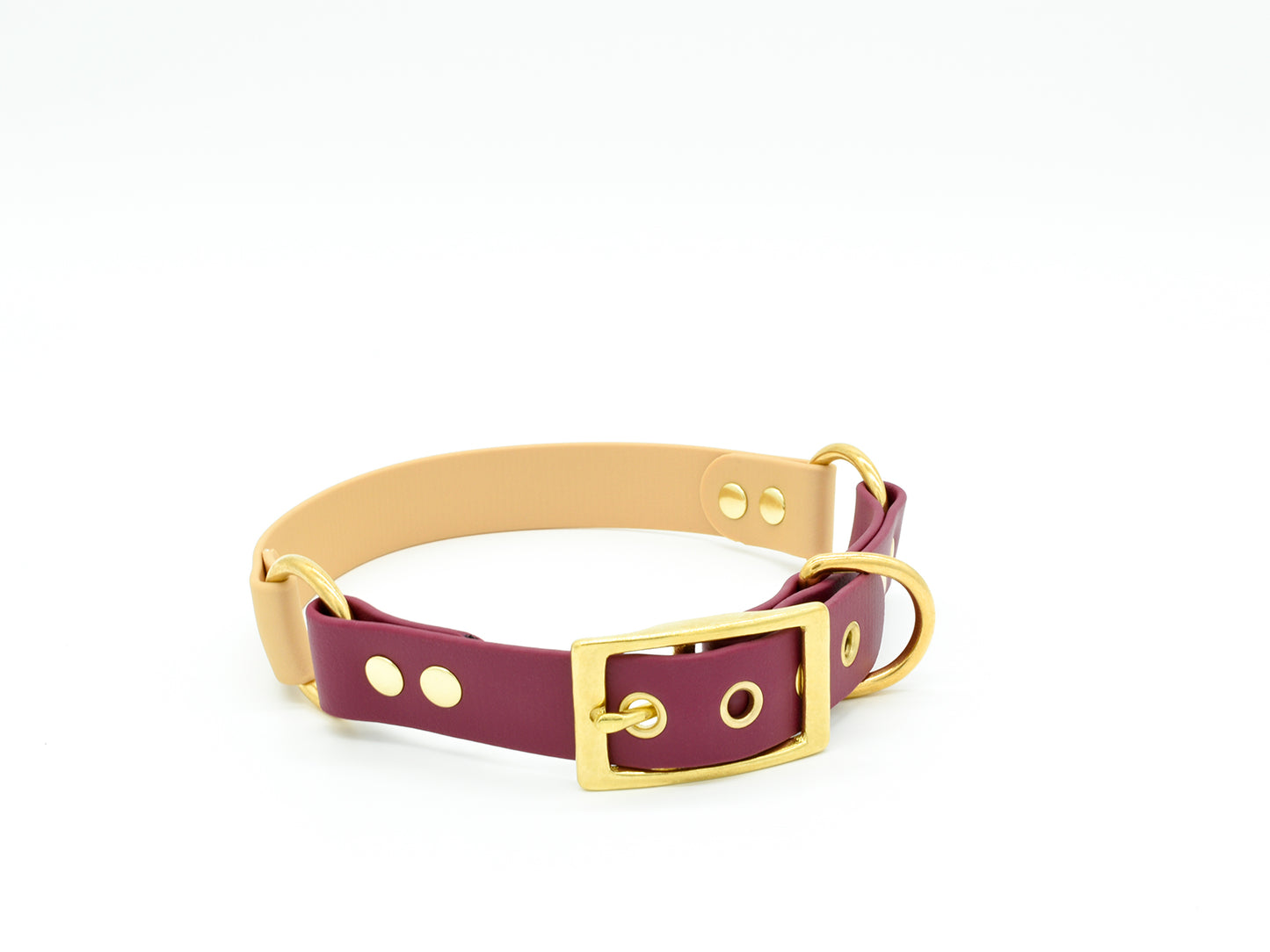 Burgundy - Cream Biothane Dog Collar