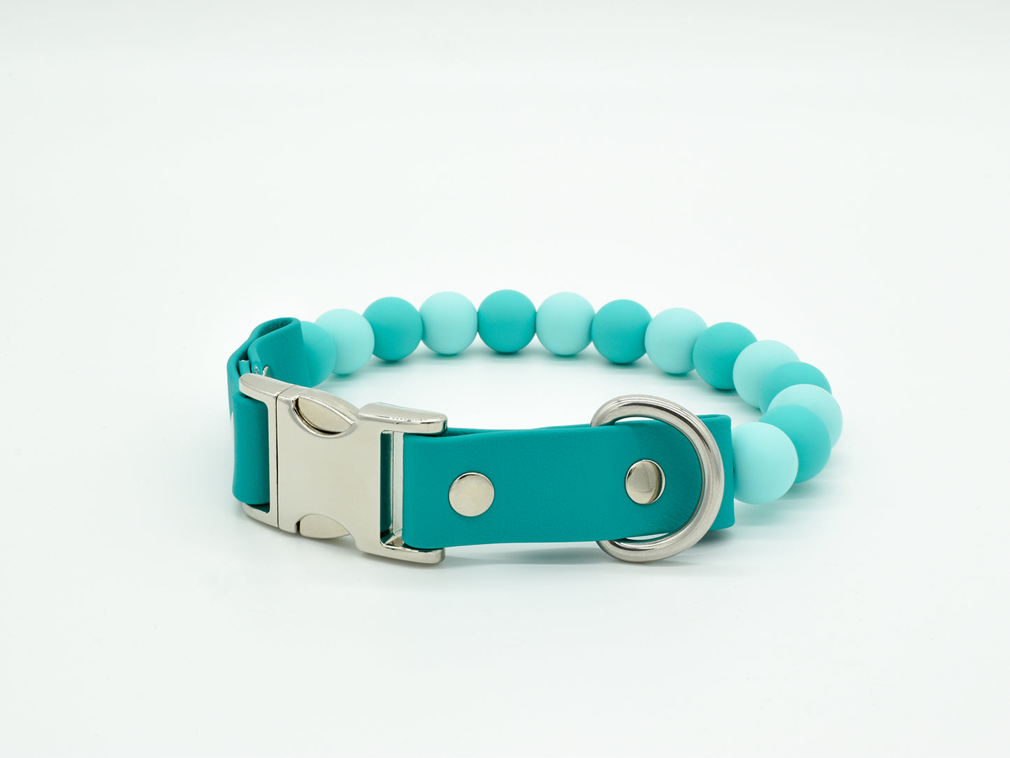 Caribbean Green Silicone Beads Personalised Dog Collar Front Right