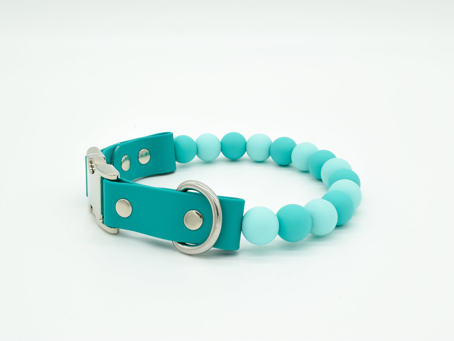 Caribbean Green Silicone Beads Personalised Dog Collar Right