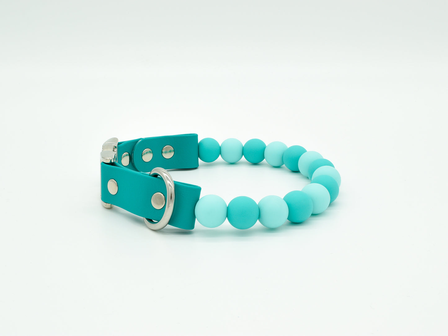 Caribbean Green Silicone Beads Personalised Dog Collar Right