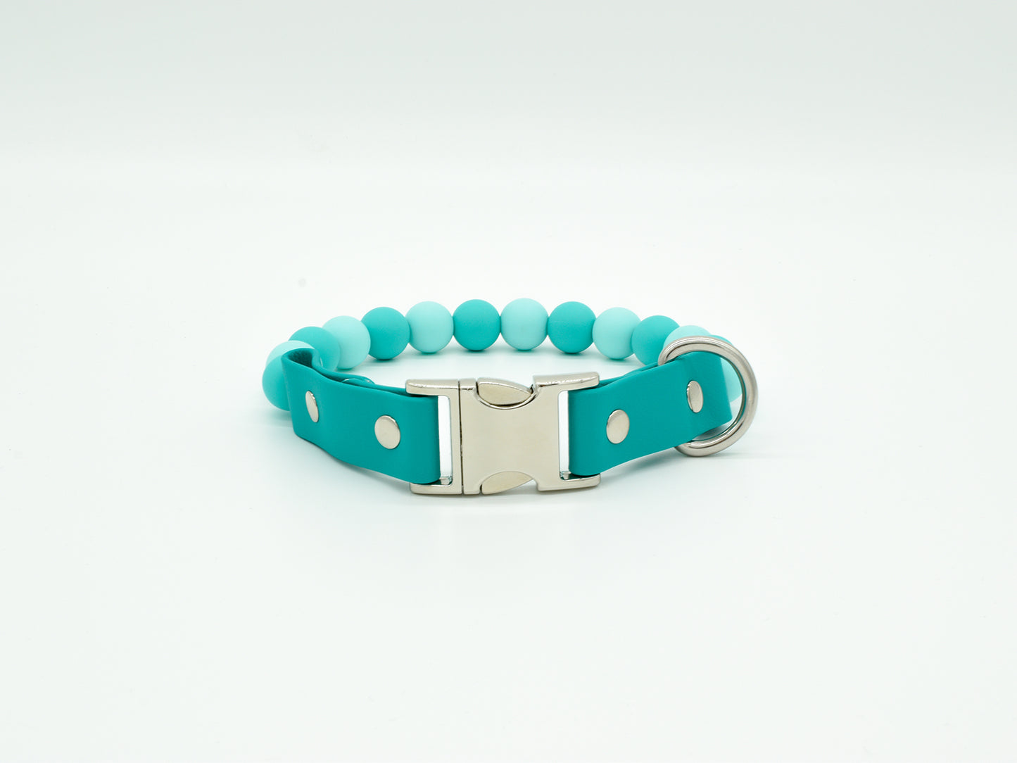 Caribbean Green Silicone Beads Personalised Dog Collar Front