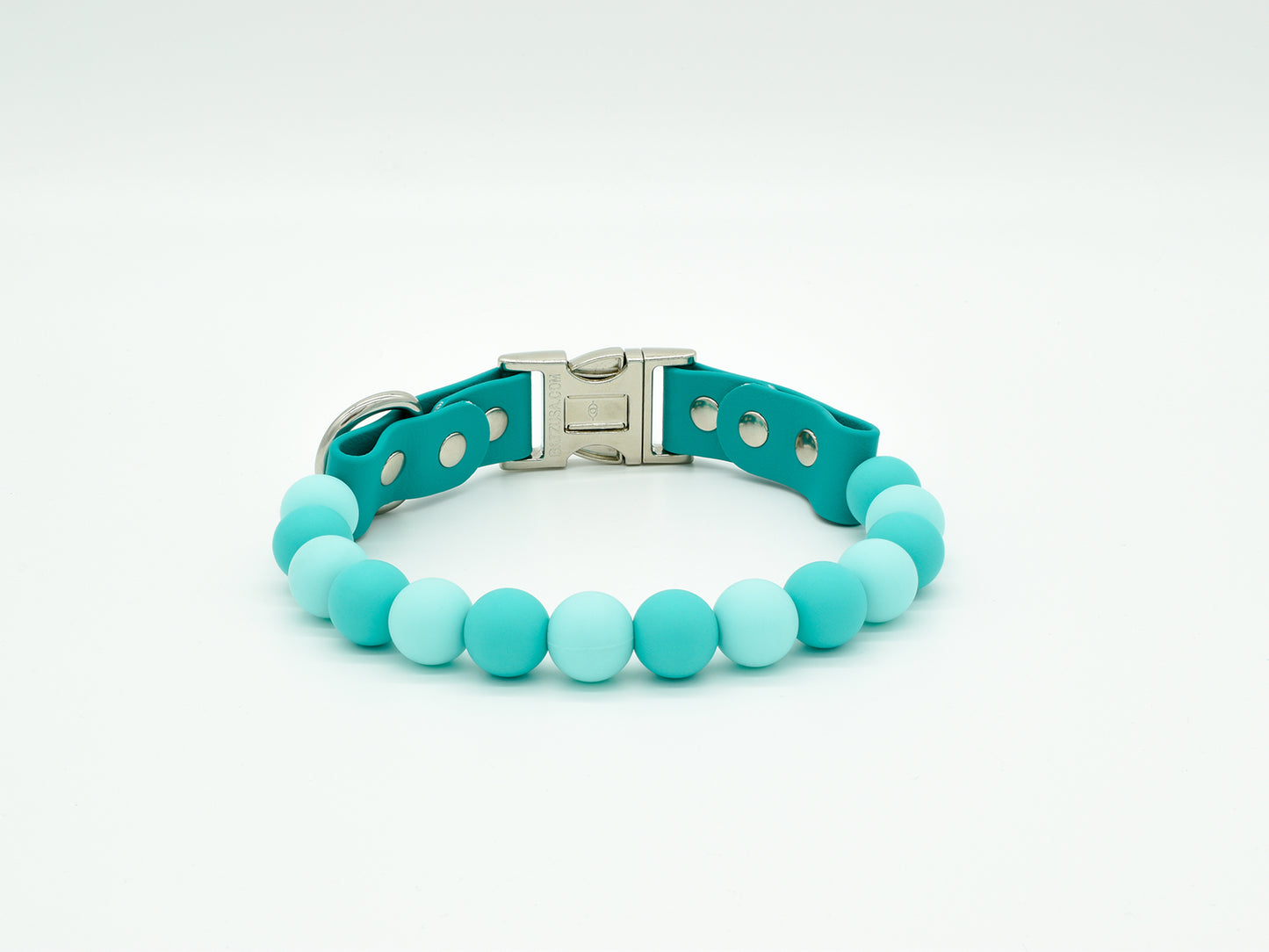 Caribbean Green Silicone Beads Personalised Dog Collar Back/Inside