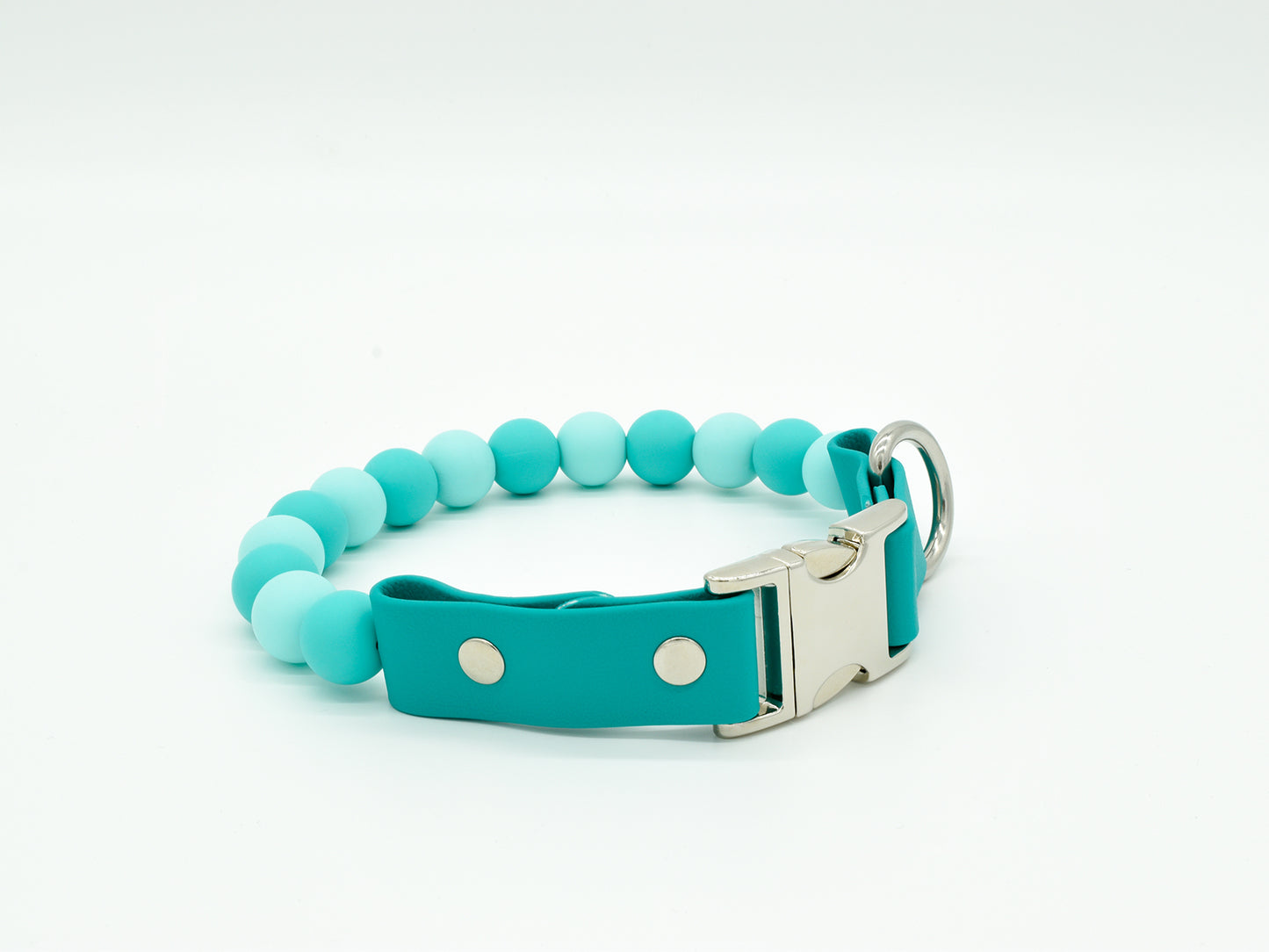 Caribbean Green Silicone Beads Personalised Dog Collar Left