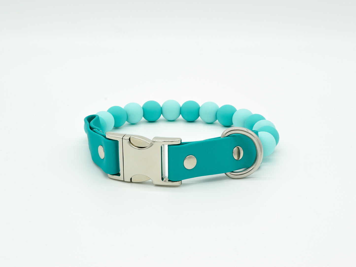 Caribbean Green Silicone Beads Personalised Dog Collar