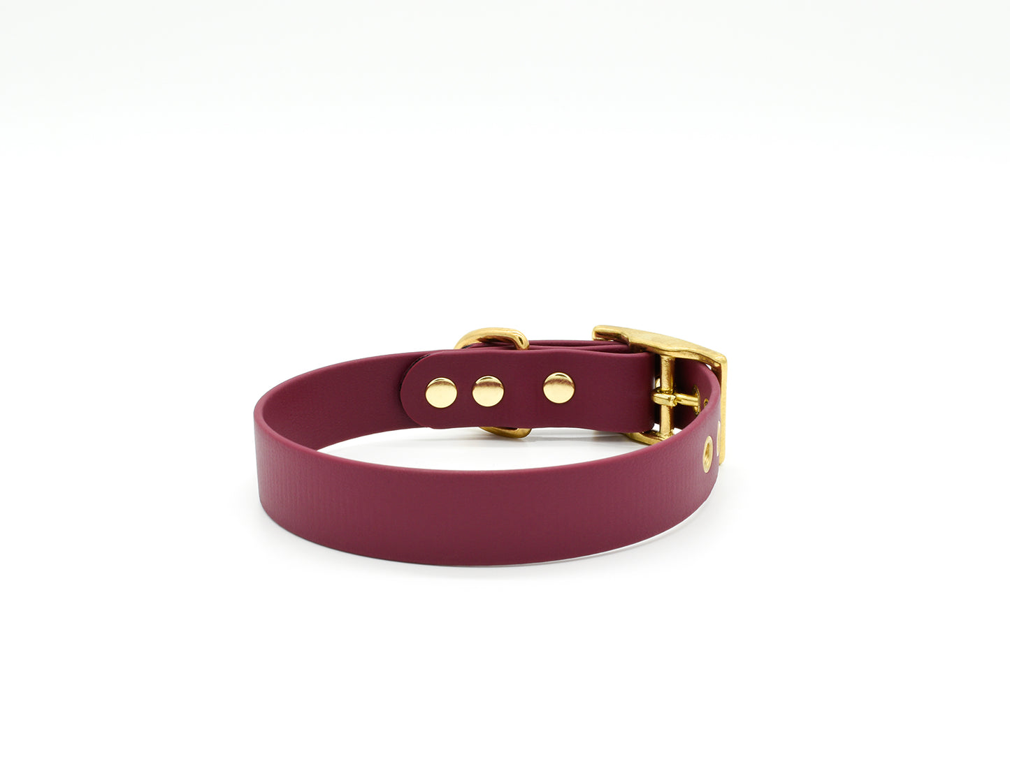 Wide Burgundy Waterproof Biothane Dog Collar Right Side