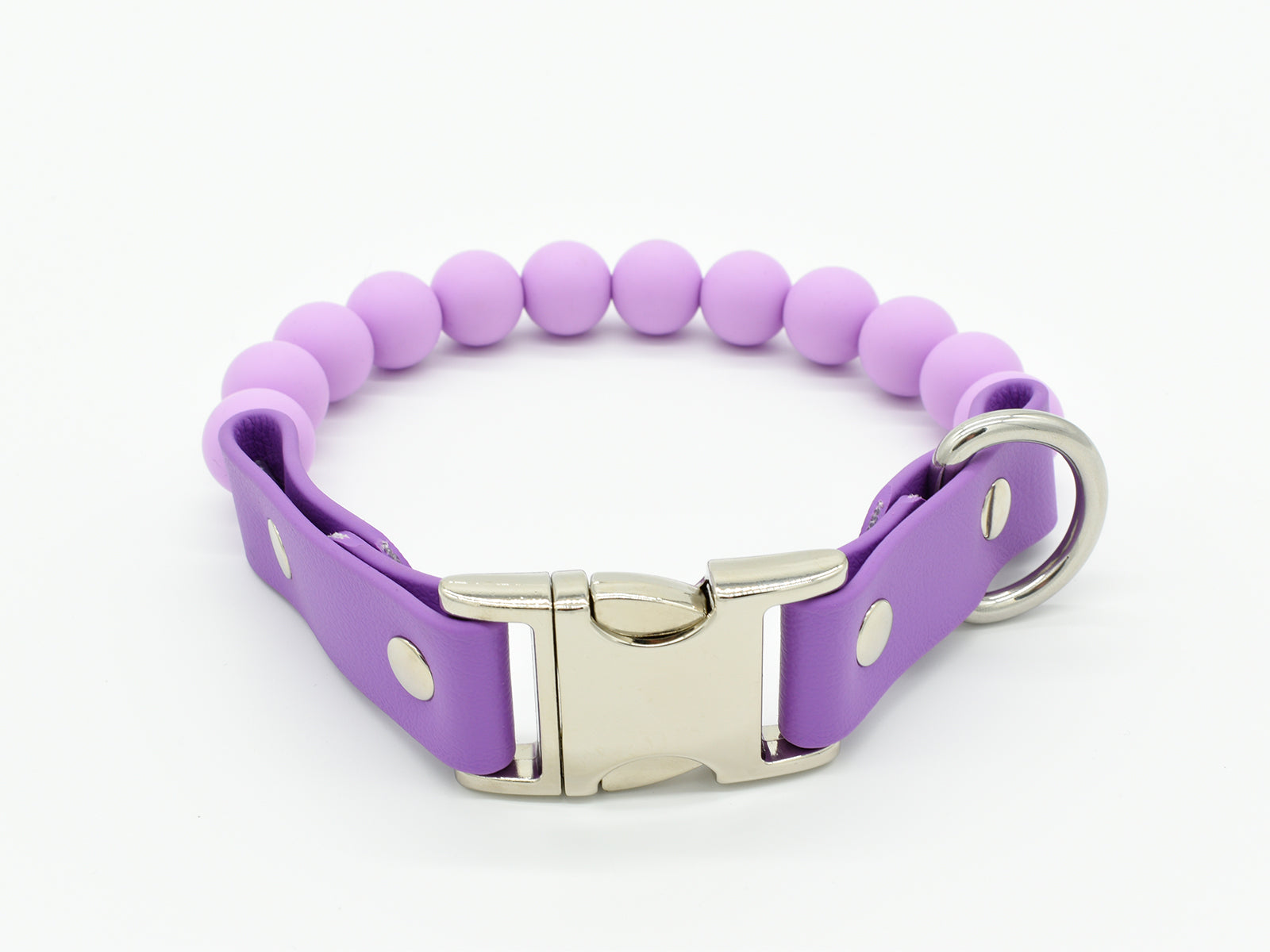 Purple Silicone Beads Dog Collar front