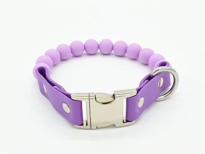 Purple Silicone Beads Dog Collar front