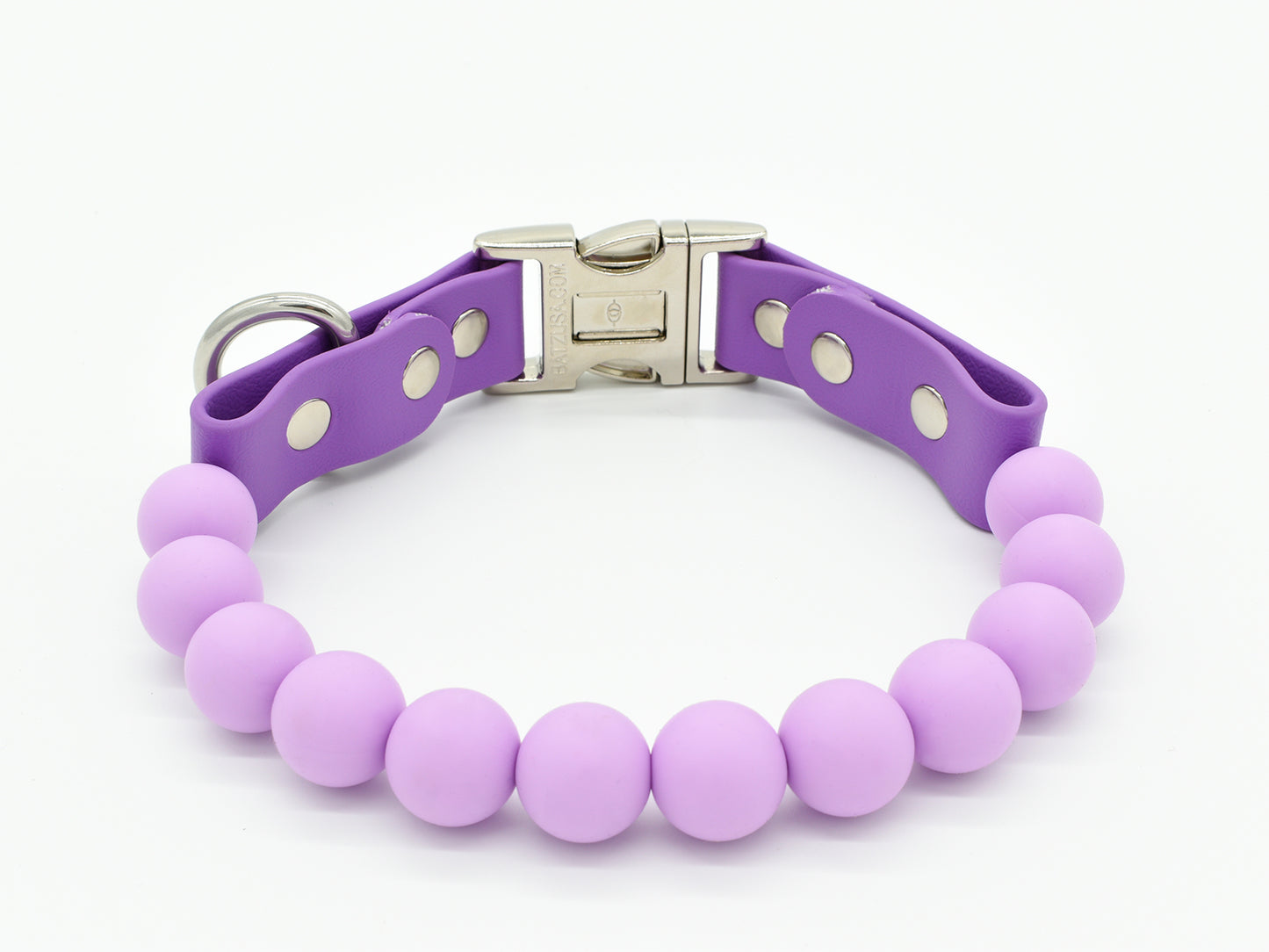 Purple Silicone Beads Dog Collar Back