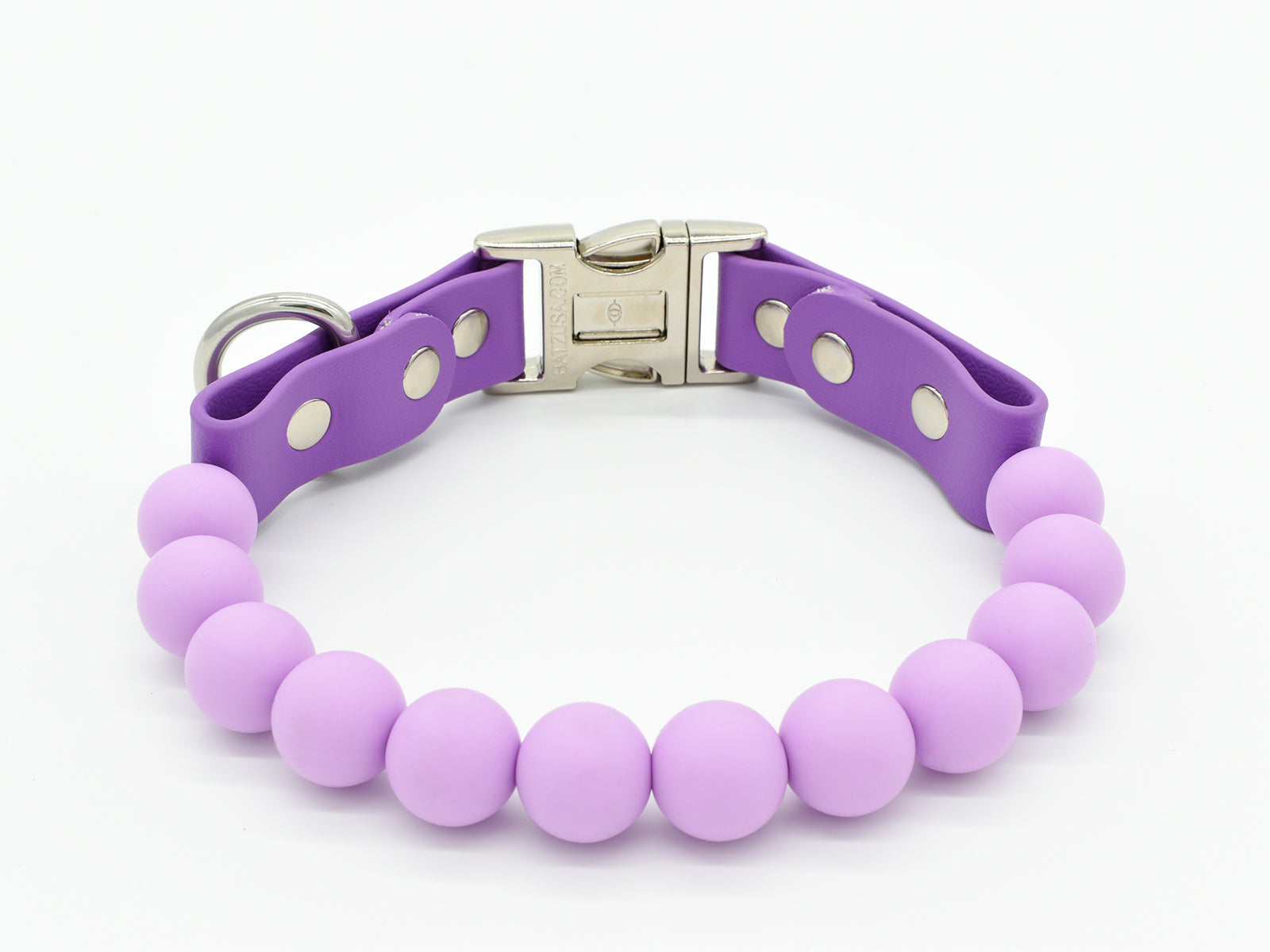 Purple Silicone Beads Dog Collar Back