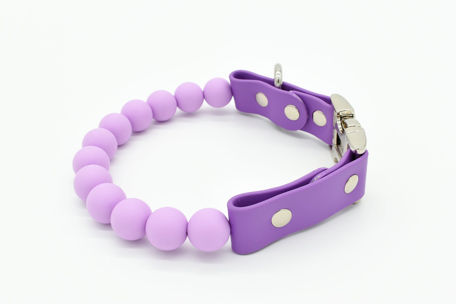 Purple Silicone Beads Dog Collar Right View