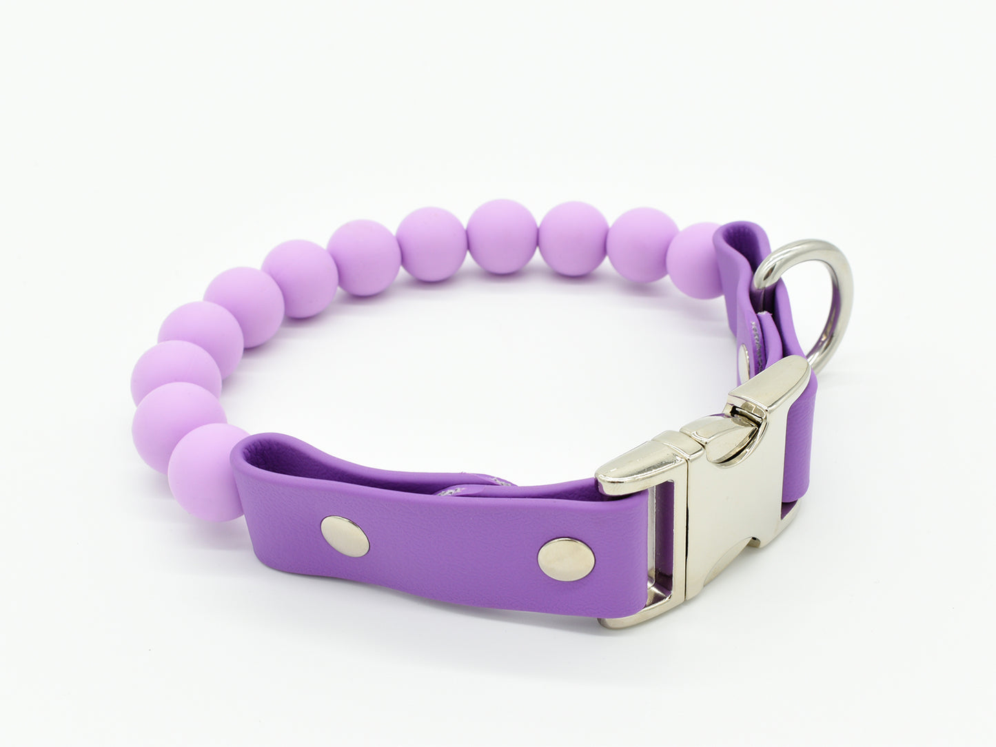 Purple Silicone Beads Dog Collar Front Right